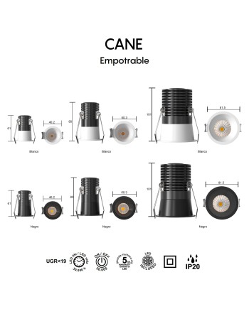 CANE * EMPOTRABLE LED 3W 4000K  BLANCO